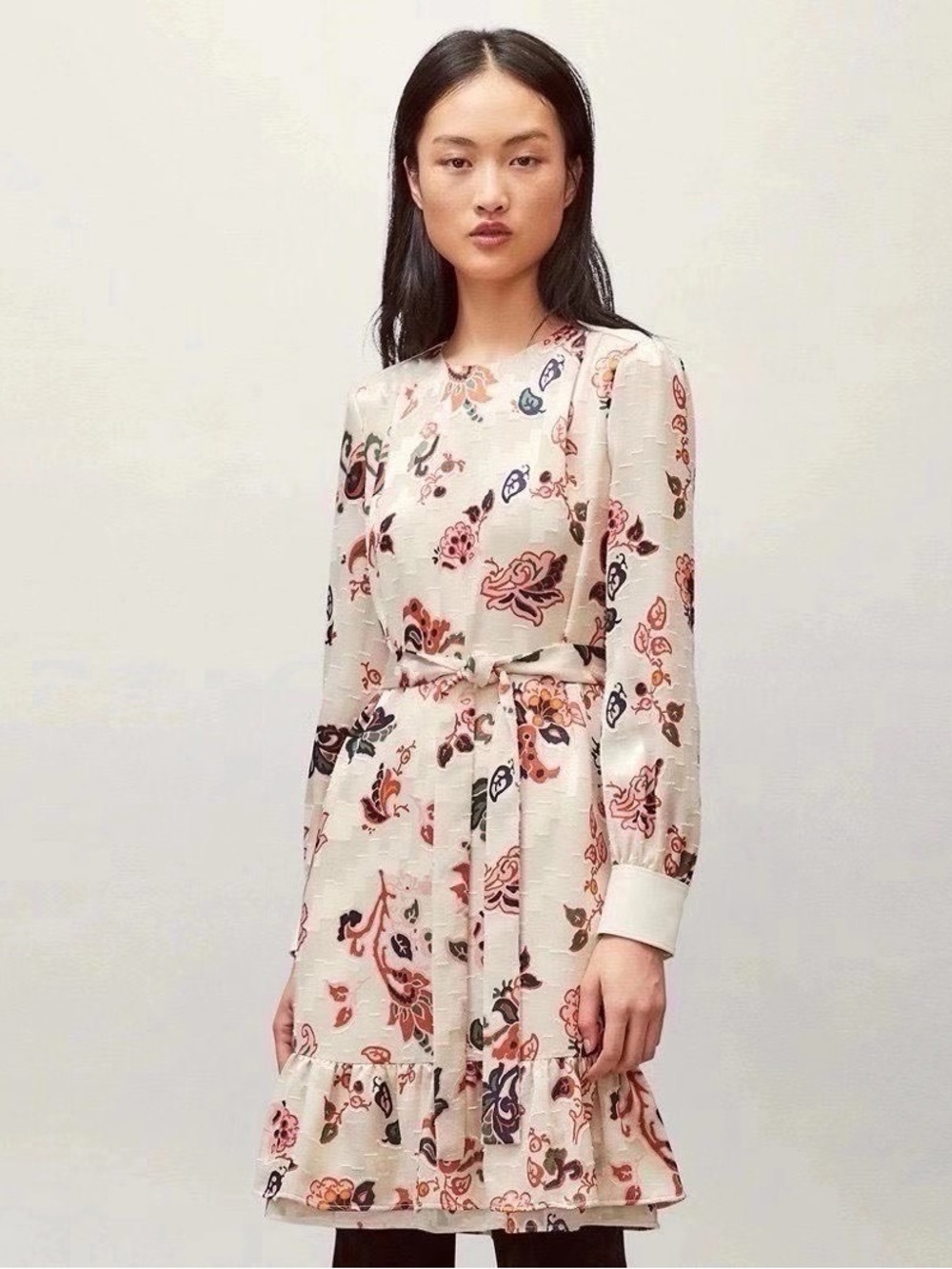 NWT Tory Burch Silk Burnout Shift Dress Ivory Mountain Paisley Size 12